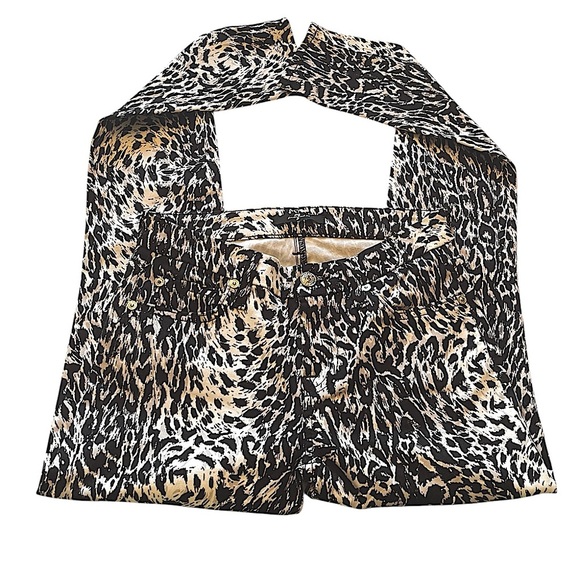 GIAMBATTISTA VALLI AND 7 FOR ALL MANKIND WHITE LEOPARD JEANS PANTS SZ 25 EUC - Picture 11 of 12